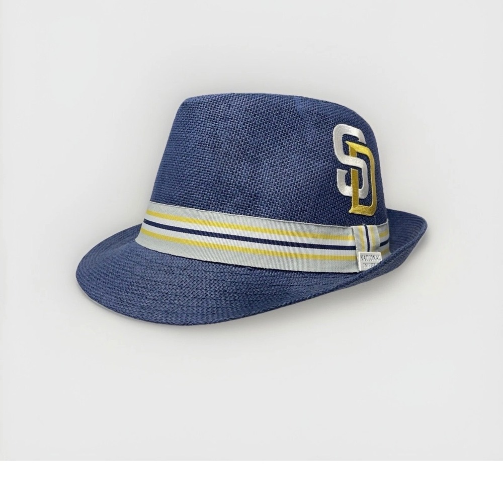 Cotapaxy San Diego Padres Fedora Hat Mens 7 3/8 (L) MLB Paper Straw Blue Solid